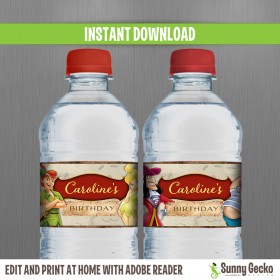 Peter Pan Birthday Bottle Labels or Napkin Rings